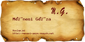 Ménesi Géza névjegykártya